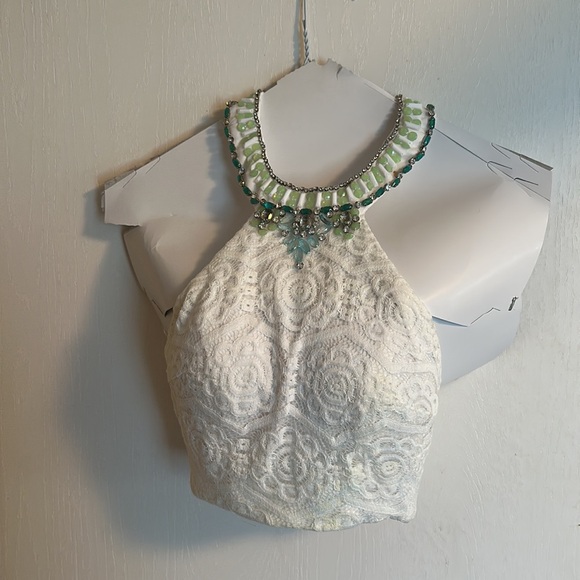 Tiffany Designs, Size 0, 2 Piece White and Mint Green Formal - Picture 2 of 8